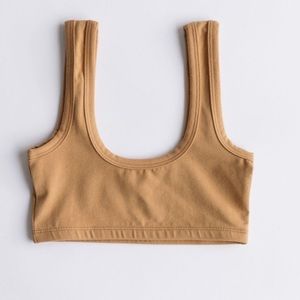 arq wide strap camel bra